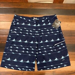 Huk Men's Dark Blue and Light Blue Marlin Board Shorts